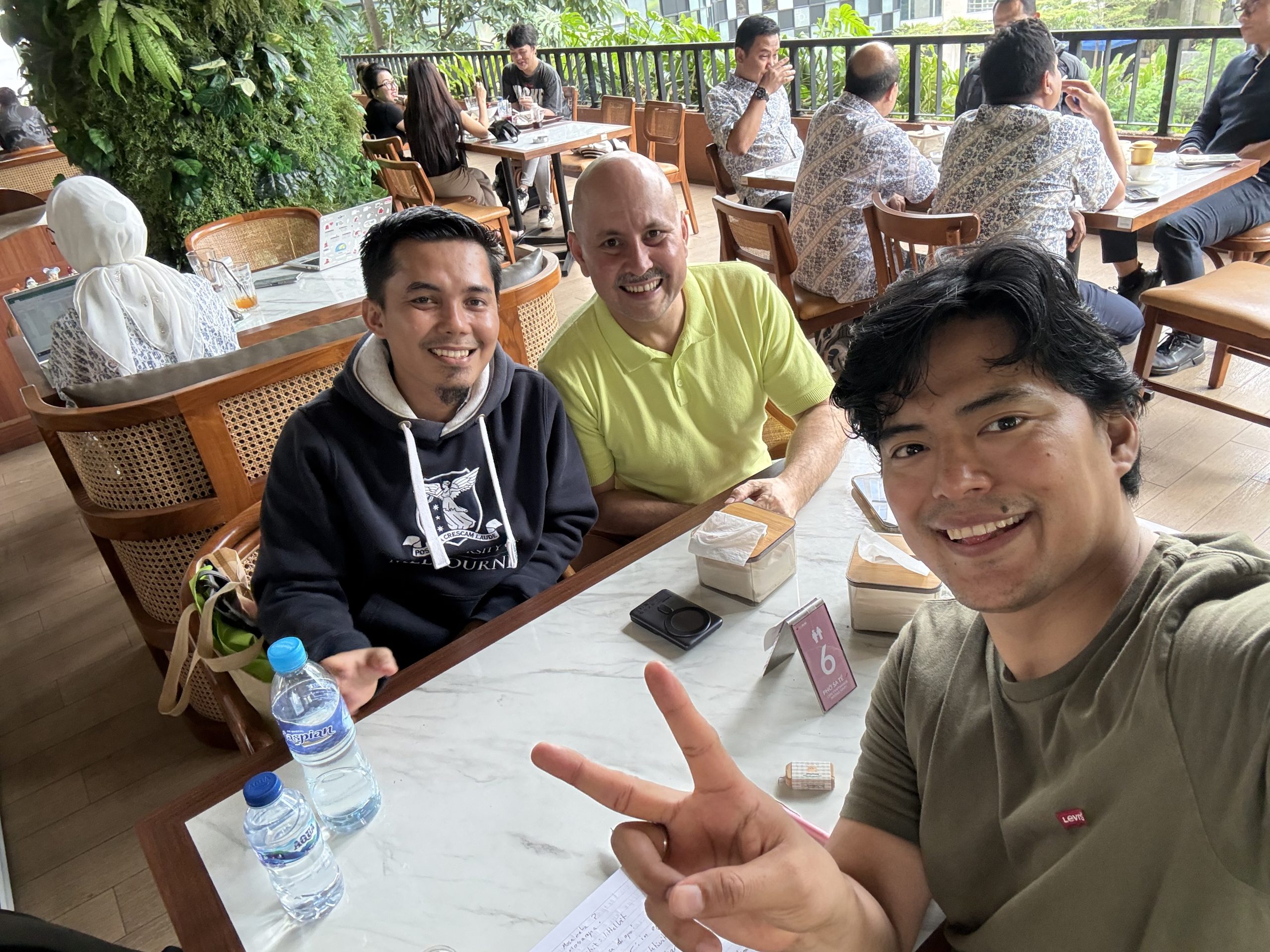 Friends enjoying nongkrong, an Indonesian social gathering